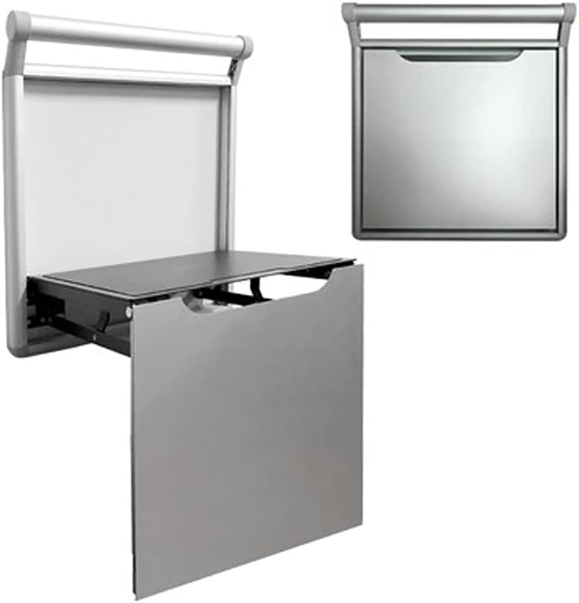 JSEIAJB Hidden Shoe Changing Stool Wall Folding Cabinet Hanging Porch Chair Bathroom Wearing Aluminum Alloy(Silver Gray)