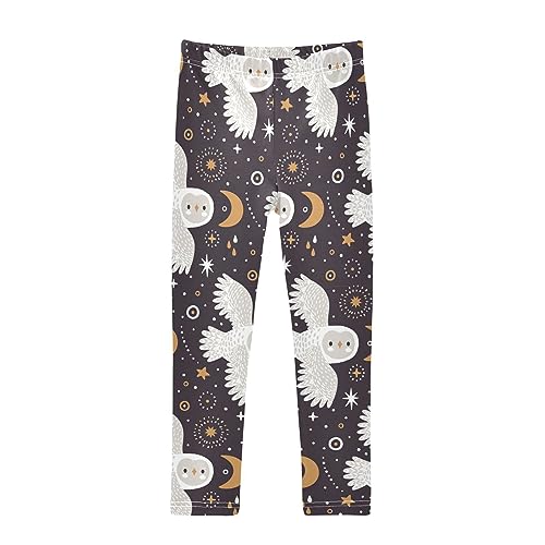 Polar Owls Girls' Leggings Toddler Doodles Moon Kids Yoga Pants Dance Active Tights 5T