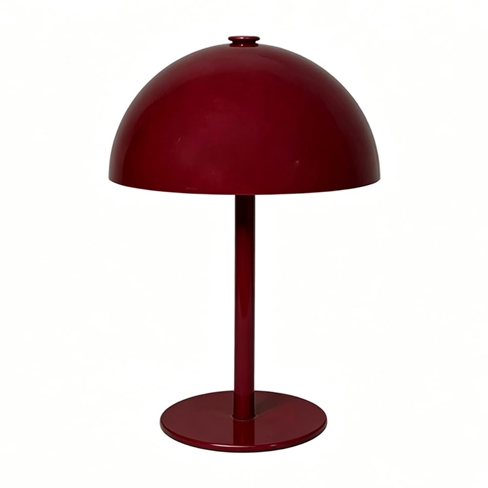 LED Tischlampe Kabellos Rot Touch Tischleuchte Wiederaufladbarem Dimmbar Akku Pilzlampe Vintage Touch Schalter Batterielampe 3 Farbtemperaturen Innen Nachttischleuchte für Innen und Außen