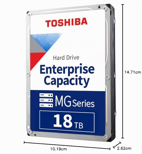 Toshiba 18TB Disque dur interne d'entreprise - Serveur et stockage grand public MG Series 3.5' SATA HDD, fonctionnement fiable 24h/24 et 7j/7, stockage hyperscale et cloud (MG08ACA16TE)
