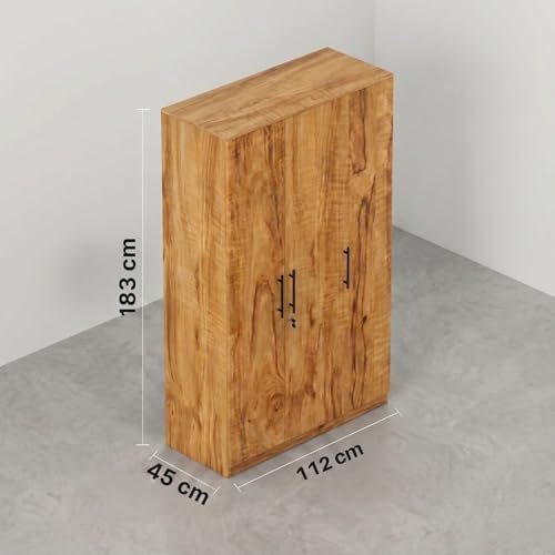 Image of FFO Metrix 3 Door Wardrobe for Bedroom | Black Wooden Almirah with Hanging Rod, Shelves & Lock | Spacious Clothes Storage Cabinet for Home, Bedroom, Hostel & Office | Modern Engineered Coach Wood DIY.