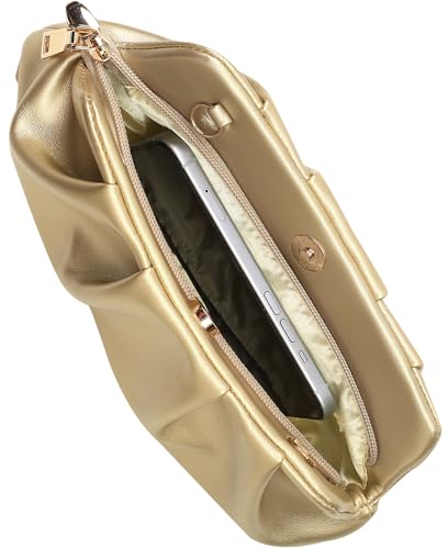 Image of Evening Bag for Women Ruched Clutch Purse Detachable Metal Chain Crossbody Bag
