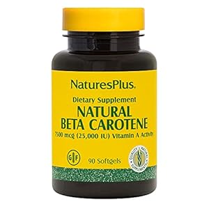 NaturesPlus Natural Beta Carotene – 25,000 iu Vitamin A & Vitamin E, 90 Softgels – Eye Supplement, Antioxidant, Aids in…
