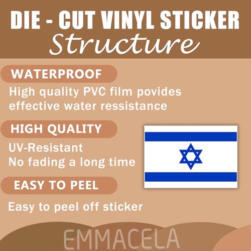 Image of (3PCS) Israel Flag stickers, Countries Flag Stickers - Waterproof Vinyl Decals For Laptops, Tumblers, Water Bottles, Books, Scrapbooks, Size 3 x 2 Inch