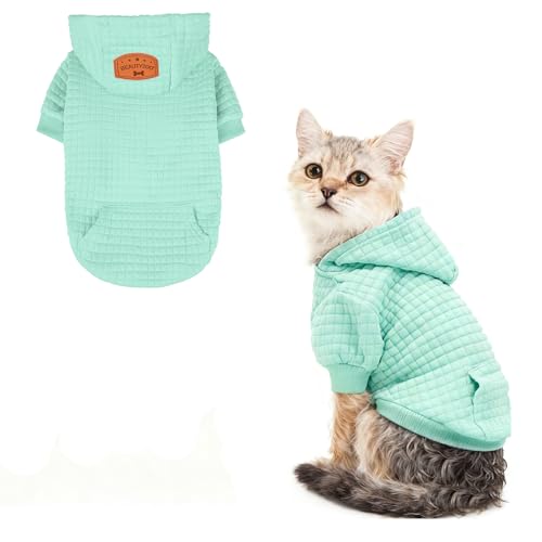 Image of BEAUTYZOO Dog Hoodies Sweater for Small Dogs,Waffle‑Like Laminated Pet Coat | Warm Dog Sweatshirt with Pocket & Leash Hole,Pullover Clothes for Girl Boy Dogs & Cats,Stretchy & Easy‑On‑Off,Chihuahua Puppy