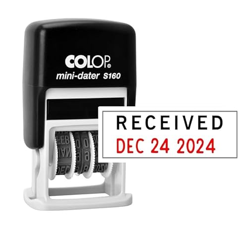 Stampcrafters Colop S160 Date Stamp with Phrase Received Self Inking Rubber Dater Stamp Business Custom Stamp Office Stationery