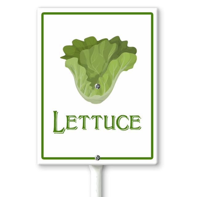 Horienteeon Lettuce Marker Yard Sign with Stakes 17.5×22cm, Sturdy Aluminum Yard Signs, Plant Markers for Vegetable Flowers Plants, Plant Labels Sign, Outdoor Garden Stakes Supplies for Plant