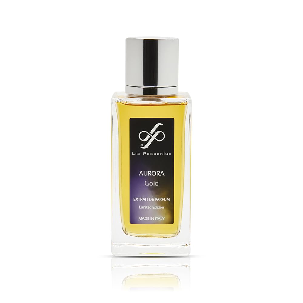Lia Pascaniuc - Aurora Gold Eau de Parfum 100 ml, Fragranza Intensa e Calda con Vaniglia, Ambra, Palissandro, Ebano e Incenso, Note di Lavanda, Profumo Donna e Uomo