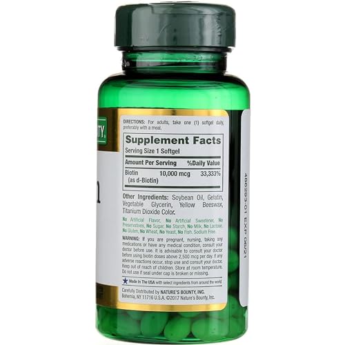 Image of Nature's Bounty Biotin Hair Skin and Nails Vitamins, Supports Healthy Hair, Skin and Nails, 10,000 mcg, 120 Count (Pack of 3)