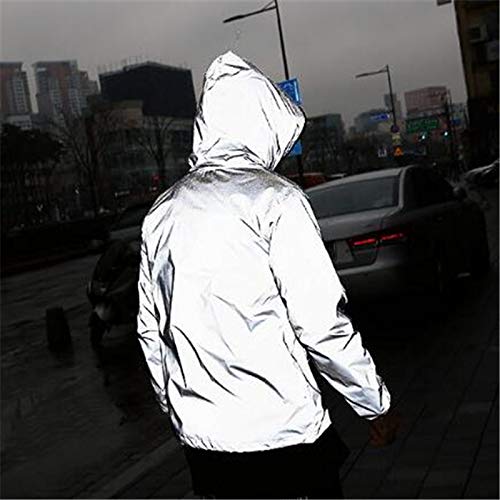 Singular-Point jacke damen,Damen Radsportjacke wasserdicht atmungsaktiv High-Vis reflektierende Silber Night Glow,Grau 2,XXL