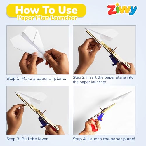 Image of STEM Toy Paper Plane Launcher for Kids | Science Experiment Kit | Educational & Puzzle Game | Toys for Boys & Girls Ages 3-14 Years | DIY Learning Activity Set for Fun & Skill Development