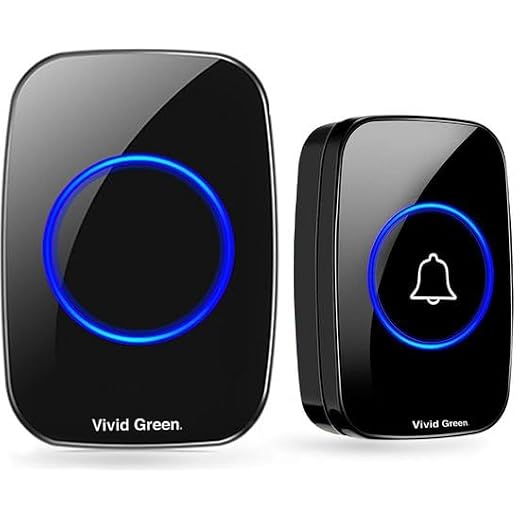 Vivid Green Draadloze Deurbel, Batterij/Lichtnet, Draadloos, Zwart, 7,5 x 5,1 x 2 cm, 140g, IP44 Waterdicht, 60 Melodieën, 200m Bereik