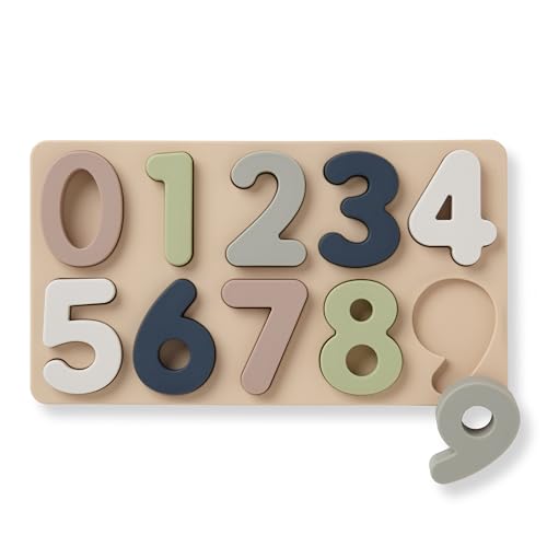 Image of Ali+Oli Baby Soft Silicone Number Puzzle Toys for Toddlers (11 Piece Set) - Montessori Learning Puzzle - Silicone Number Shape Sorter Toy