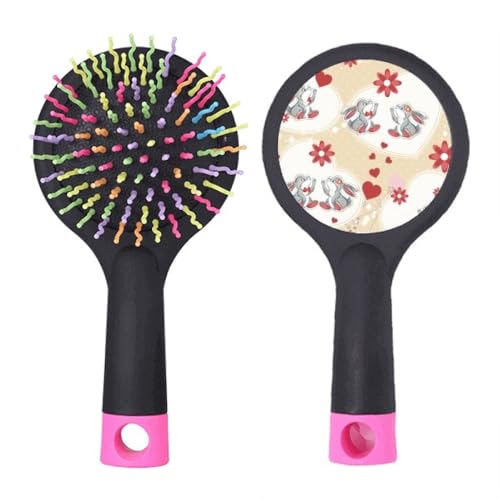 Brosse à cheveux démêlante pour cheveux emmêlés motif lapin gris mignon