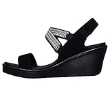7,6 cm Gesamtkeilabsatzhöhe Skechers Damen Rumble ON Chart Topper Slingback Sandalen, Black Mitobuck/Metal/Clear Rhinestone, 40 EU
