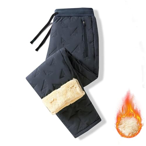 NUOLALDH Fleece Lined Pants Men,Fleece Lined Pants Men Winter Pant Thermal Sherpa Sweatpants Joggers With Zipper Pockets Athletic Clothes 01 Grey Large - image 2