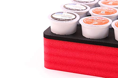 Polar Whale Coffee Red And Black Pod Storage Deluxe Organizer Tray Drawer Insert For Kitchen Home Office Waterproof Washable 12.5 X 12.5 Inches Holds 36 Compatible With Keurig K-Cup #TOP3