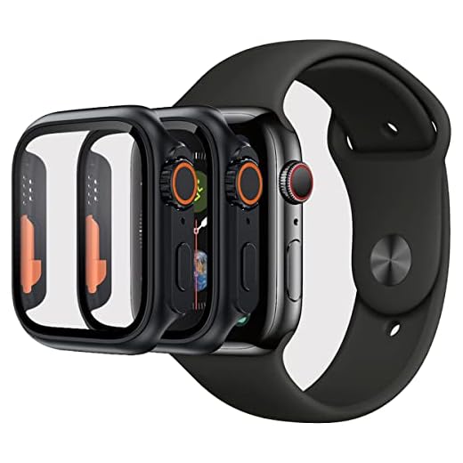 Capa Bumper Vidro Temperado compatível com relogio Apple Watch Series 8,7,6,SE 40MM 41MM 44MM 45MM para Apple watch Ultra 49MM (Preto 40/41MM)