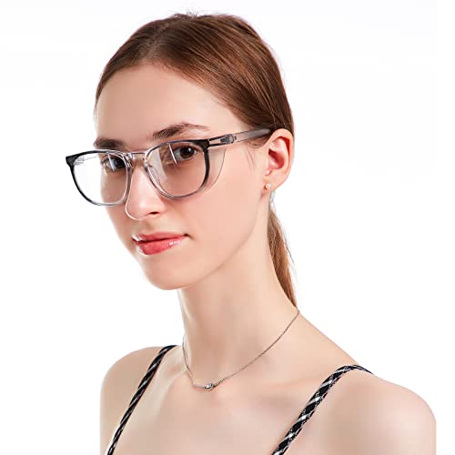 Image of TOREGE Safety Glasses, Goggles With Anti-Fog And Anti-Blue Light LENS For Nurse. (Transparent Deep Gray Light Gray)