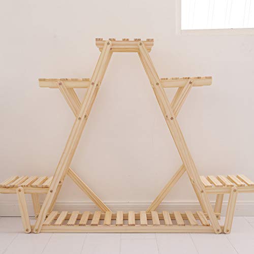 Plante en Bois Fleur Présentoir Bois Pot Étagère De Stockage Rack Extérieur Intérieur 4 Pots Titulaire pour Balcon Salon Jardin Intérieur Extérieur Fleur Stand,Woodcolor-113 * 85 * 25cm