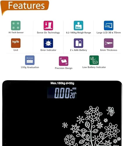 Image of Digital Weighing Machine for Home | LCD Display | Bathroom Scale | Health Scale | Electronic Weight Machine | Household Weighing Scale | Max Capacity 180 Kg