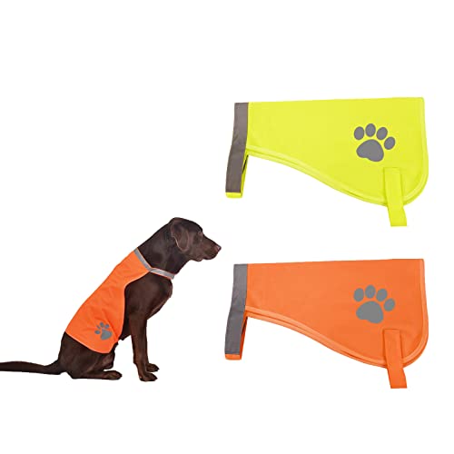 DKDDSSS 2 Piezas Chaleco Reflectante de Seguridad para Perro, Chaleco de Caza, Alta Visibilidad para Actividades de día y Noche, Mantener a Su Perro Visible, Seguro para Coches y Accidentes de Caza(L)