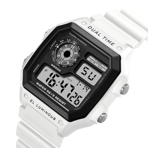 Image of PASOY Men's Digital Multi-Function Watches Dual Time Alarm Stopwatch Countdown Backlight Waterproof Watch