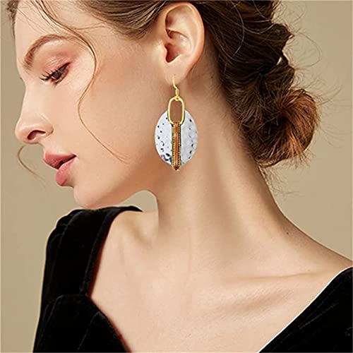 MALOYANVE Handmade Boho Hammered Earring for Women Unique Chic Trendy Vintage Bohemian Ethnic Classic Texture Lightweight Oval Dangle Drop Statement Earrings Jewelry Gifts3