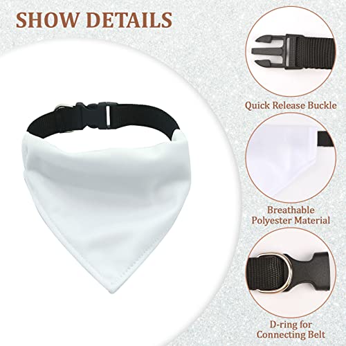 URROMA 4 Pieces White Dog DIY Pet Bandana, Pet Sublimation Blank Bandana Collar Adjustable Buckle Dog Triangle Collar for Dogs Pets XL - Image 3