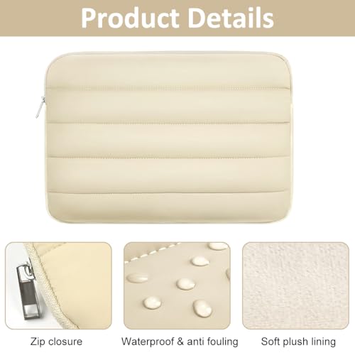Image of ZORBES Waterpoof Laptop Bag 14.1 inches Travel Cute Puffy Soft Laptop Bag Plush Soft Lining Anti-Scratch