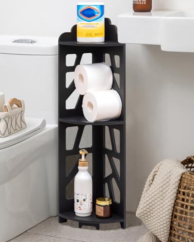 Image of J JINXIAMU Diamond Shape Plastic Bathroom Corner Shelf Wall Mounted, Self Adhesive Shower Organizer Rack with Hooks, Waterproof Storage Stand for Kitchen, Wash Basin & Bathroom Accessories