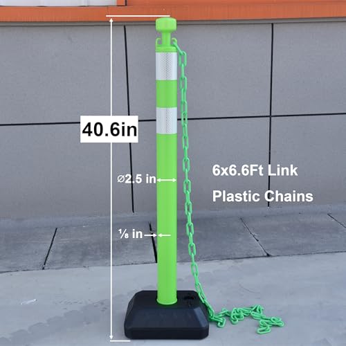 Image of OrangeStar 6 Pack Traffic Delineator Posts, 40 inch Crowd Control Stanchions