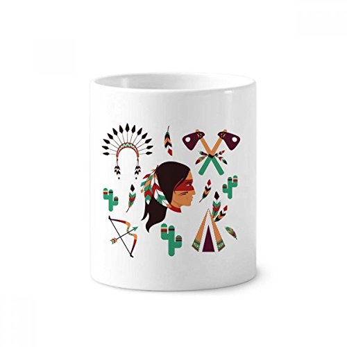 Mug indien en céramique primitive blanche 350 ml avec motif de tribu