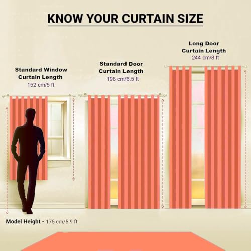 Image of Cotton Stripe and Solid Tab Top Loop Curtains Button Type Combo of 3 Pieces. (Maroon Multi, 4 x 5 ft - Window Curtain)