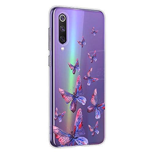 Oihxse Funda Conpatible con XiaomiMi 10 Silicona Transparente Dibujos Mariposa Cover Suave TPU Gel Cristal Clear Delgada Anti- Ara�azos Protecci�n Carcasa Case,P�rpura