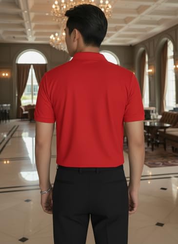 Image of MACK JONNEY Men's Solid Polo T-Shirt | Premium Cotton Blend | Regular Fit | Short Sleeve | Collared Casual Wear|Pack of 2 -MJ-157