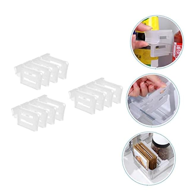 FAVOMOTO 12pcs Adjustable Refrigerator Side Door Partition Dividers Organizer Telescopic Fridge Clip Food Storage Separators for Milk Drinks Seasonings Flexible Space Management