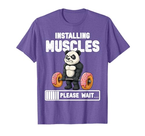 Ya en mundofriki.es: Instalando Músculos Panda Levantando Donuts Divertido Gimnasio Meme Camiseta