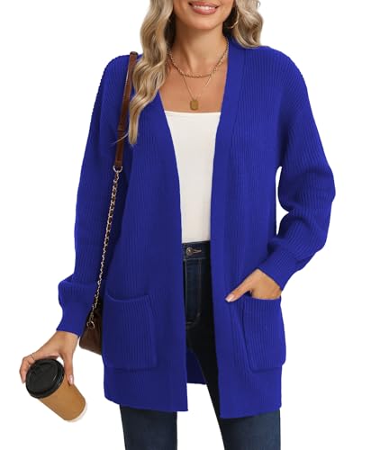 LILBETTER Women's Loose Open Front Cardigan Long Sleeve Casual Lightweight Soft Knit Sweaters Coat with Pockets