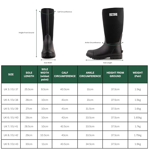 Savage Island Damen Neopren-isolierte Gummistiefel Warm Gefüttert Vollständig Kniehoch Wasserdichte Gummistiefel, Schwarz , 40 EU