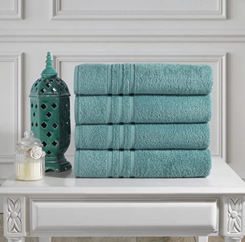 Hammam Linen Teal Turquoise Bath Towels 4-Pack - 27X54 Soft And Absorbent, Premium Quality Perfect For Daily Use 100% Cotton Towel 600 Gsm #TOP1