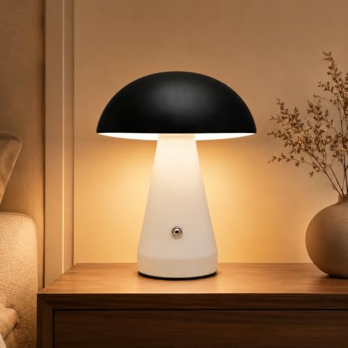 Image of One94Store Mushroom Table Lamp | Touch Control Dimmable Desk Lamp with Warm Light | USB Rechargeable Modern Bedside Lamp for Bedroom & Living Room