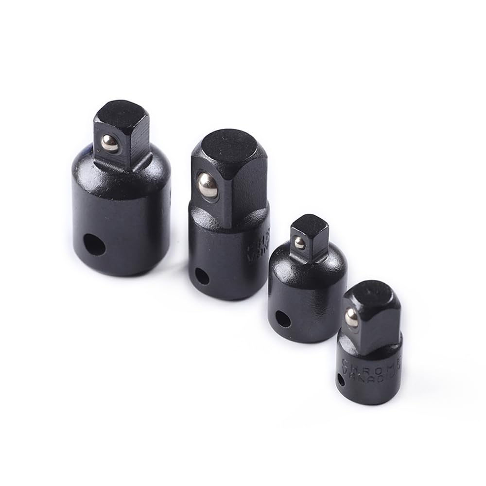 Kit adattatore per riduttore a cricchetto quadrato, 4 pezzi, 1/2 a 3/8, 3/8 a 1/4 (nero)