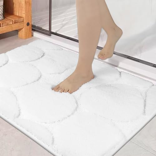 SHACOS Badteppich rutschfeste, Weiche Badezimmerteppich Weiß Badematte Wasserabsorbierend...
