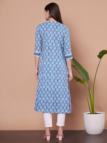 Image of JAPER KURTI Women's Cotton Floral Regular Kurta