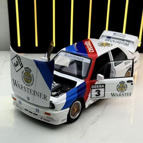 Image of B.M.W M3 1988 E30 DTM Flower Edition 1:24 Diecast Metal Car-Openable Doors,Sound&Light,Pull Back Action,Collectible Toy Car for Kids& Collector Realistic Model White