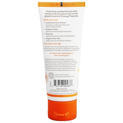 Image of Lil Naked Bee Baby Lotion for Kids (2.5oz) Orange Popsicle Cheeks to Cheeks Face & Body Lotion for Hydrating & Moisturizing Skin