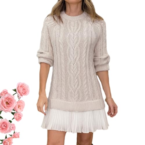 Cable Knit Sweater Dress Women, Cable Knit Sweater Mini Dress, 2025 Autumn Leisure