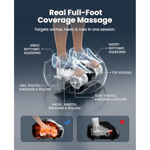 Image of BOB AND BRAD Foot Massager Machine with Heat, FSA Shiatsu Foot Massager for Plantar Fasciitis & Neuropathy with Kneading & Compression HSA Eligible, Cordless Remote Control, Gift for Family, Size 14