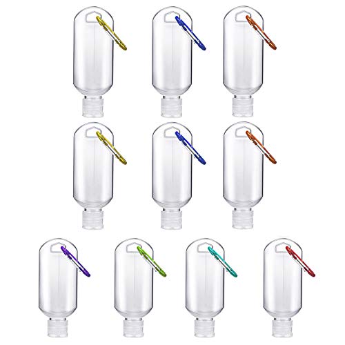 Hand Sanitizer Keychain Portable Travel Bottles 10 Pack per 50 ml hand Sanitizer Travel Bottles Empty Bottle Keychain Sanitizer Containers with Flip Cap Squeezable Bottles for School, Outdoor, Travel